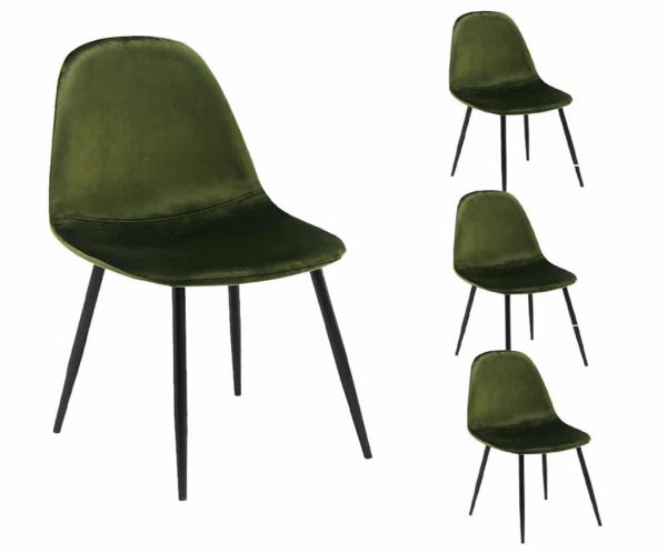 סט 4 כיסאות ירוק