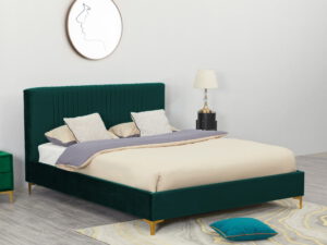 מיטה זוגית מרופדת ירוק